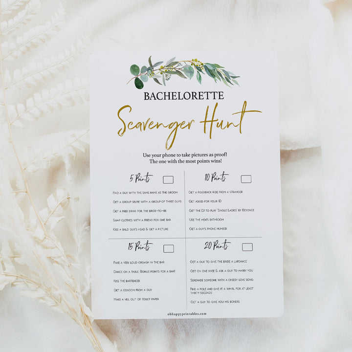 Bachelorette Scavenger Hunt - Eucalyptus Leaf