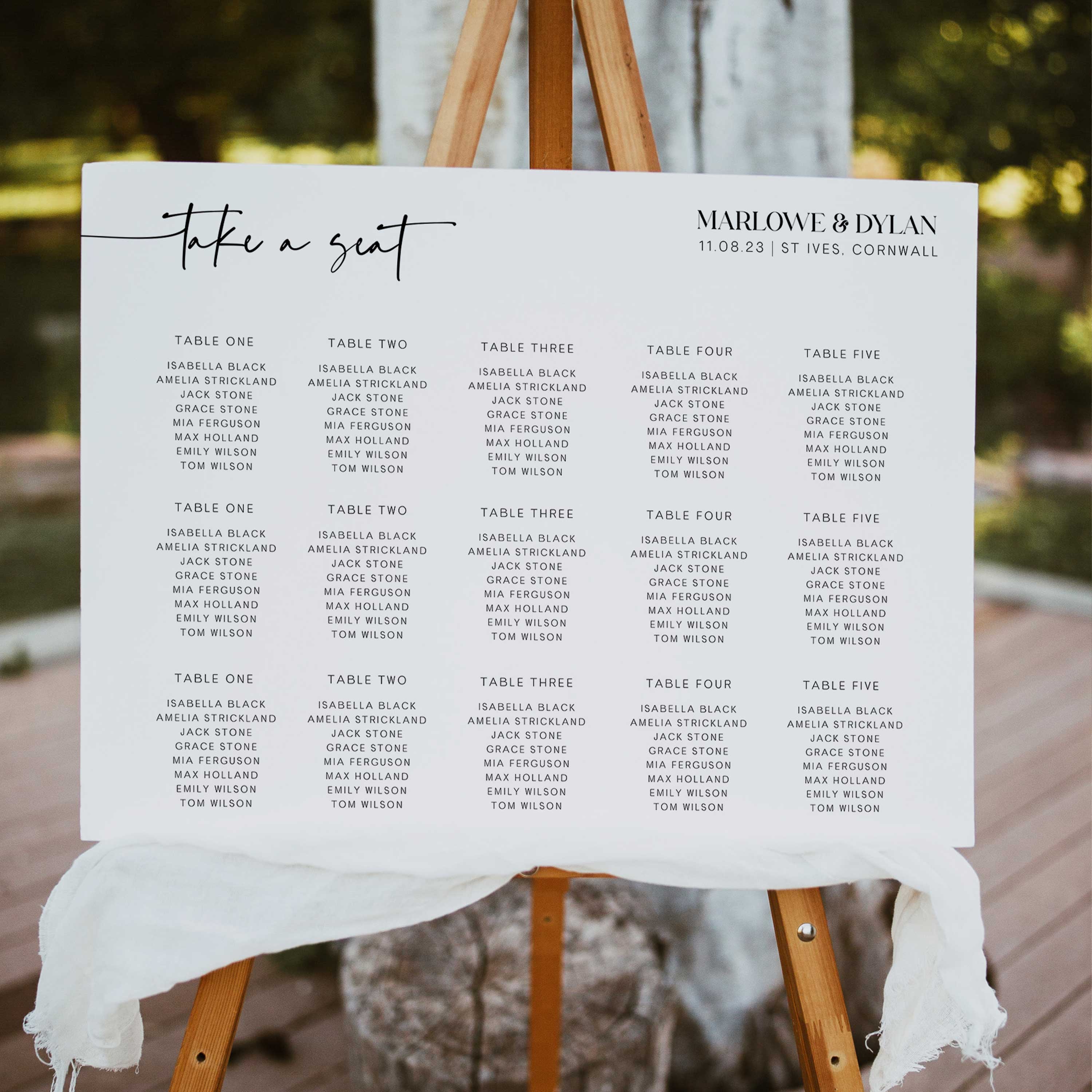 Dinner Seating Chart Template