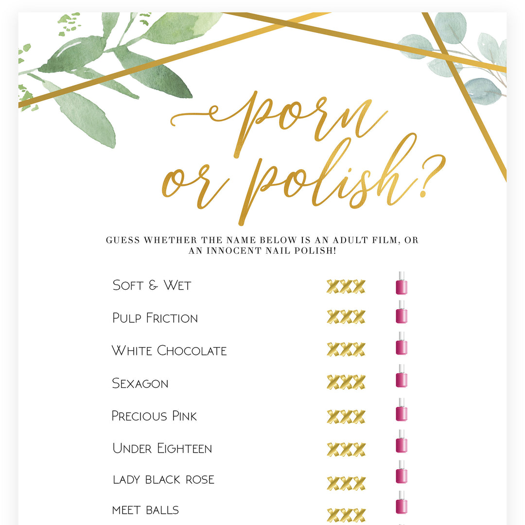 Porn or Polish Game - Gold Greenery