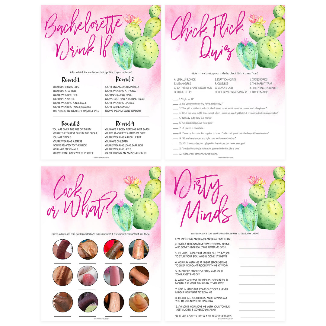 4 Bachelorette Party Games Bundle - Fiesta