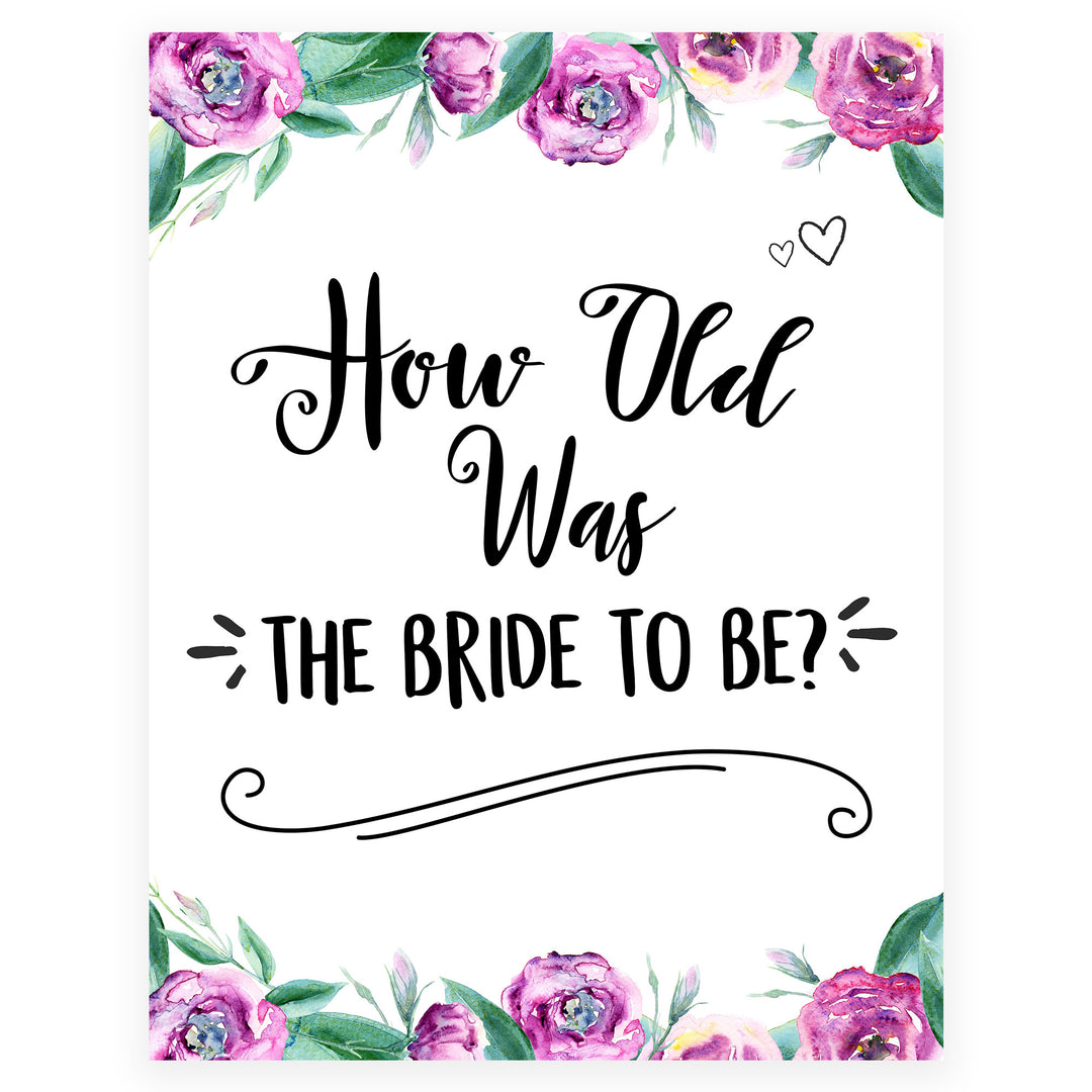 How Old was the Bride Game - Purple Peonies