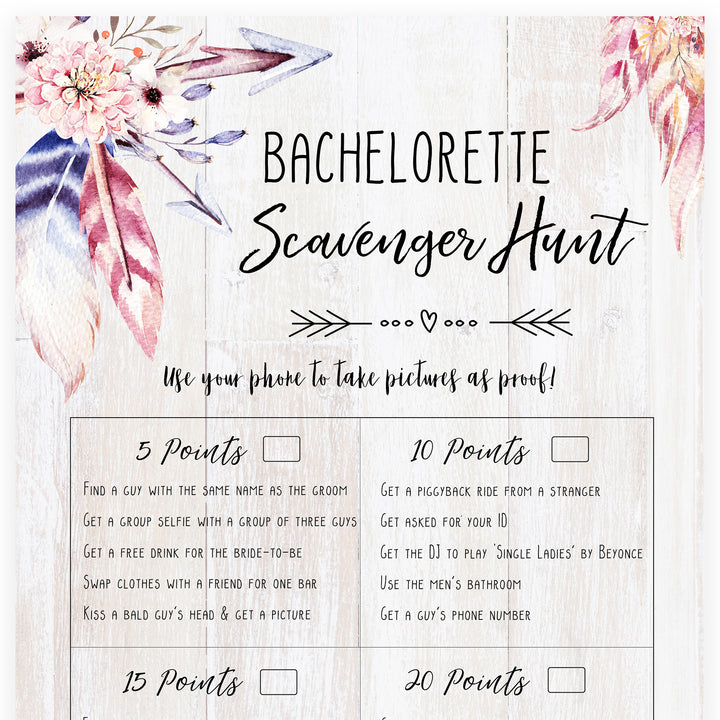 Bachelorette Scavenger Hunt - Boho