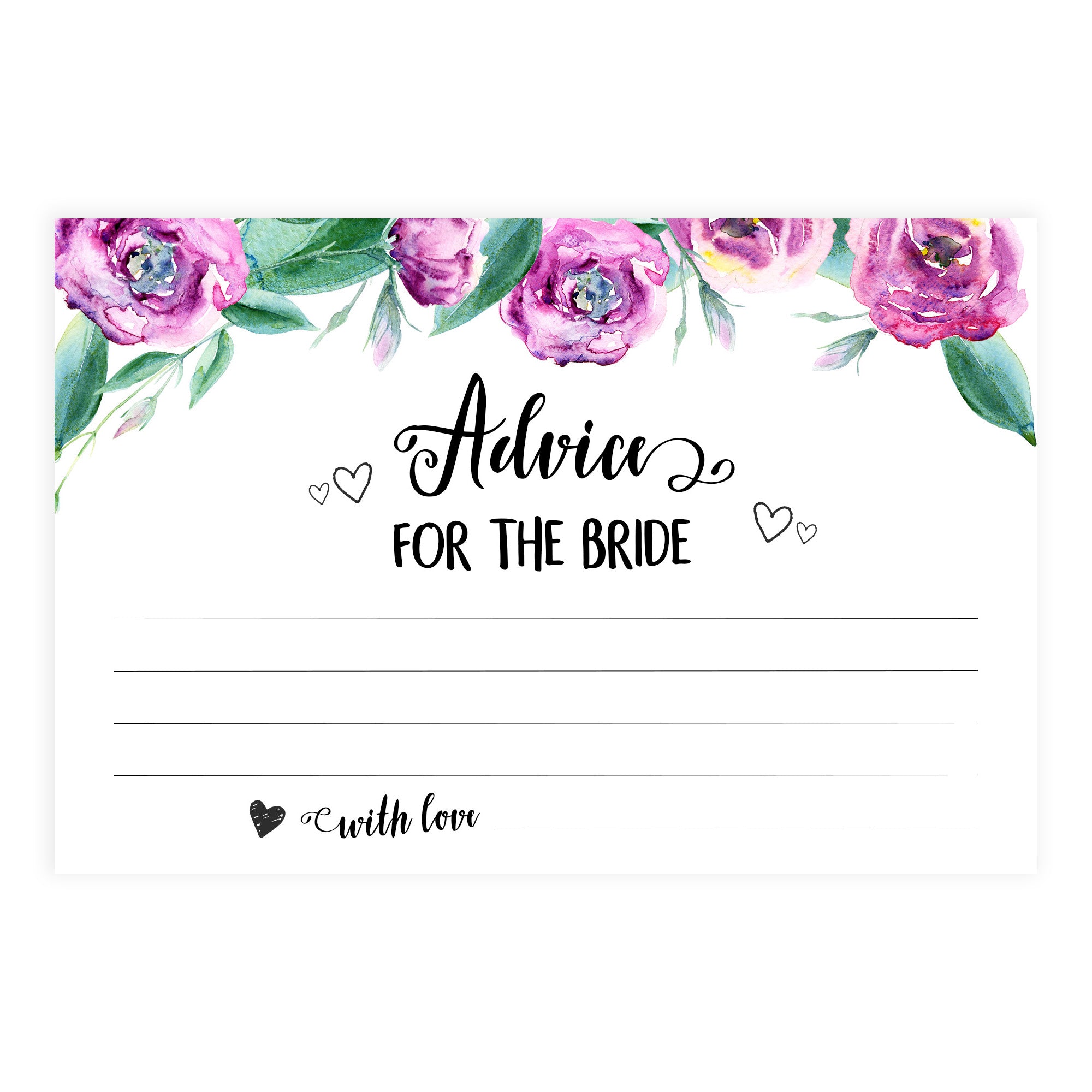 Advice for the Bride Cards - Purple Peonies
