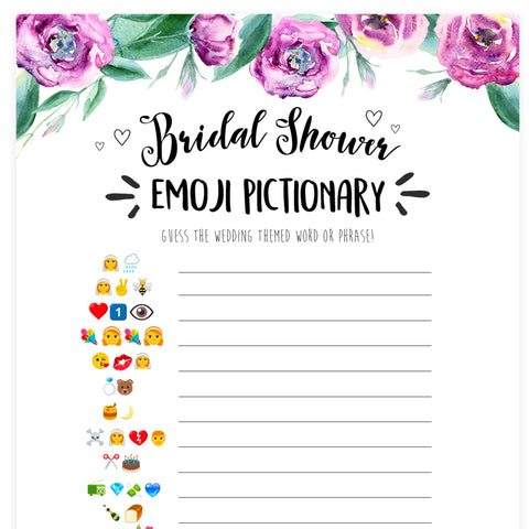 Bridal Emoji Pictionary - Purple Peonies
