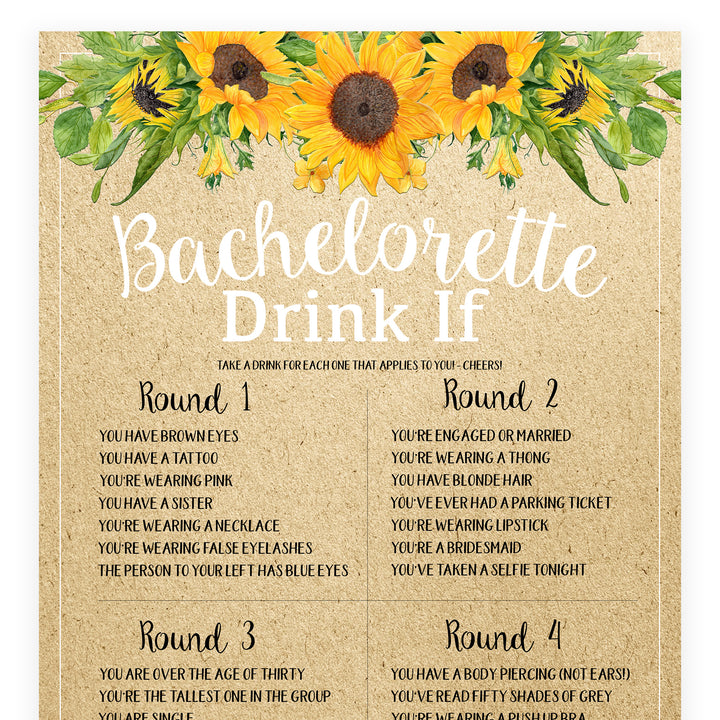 Bachelorette Drink If Game - Sunflowers