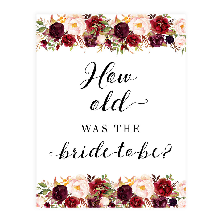 How Old was the Bride Game - White Marsala