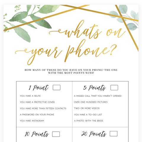 What's on Your Phone - Gold Greenery