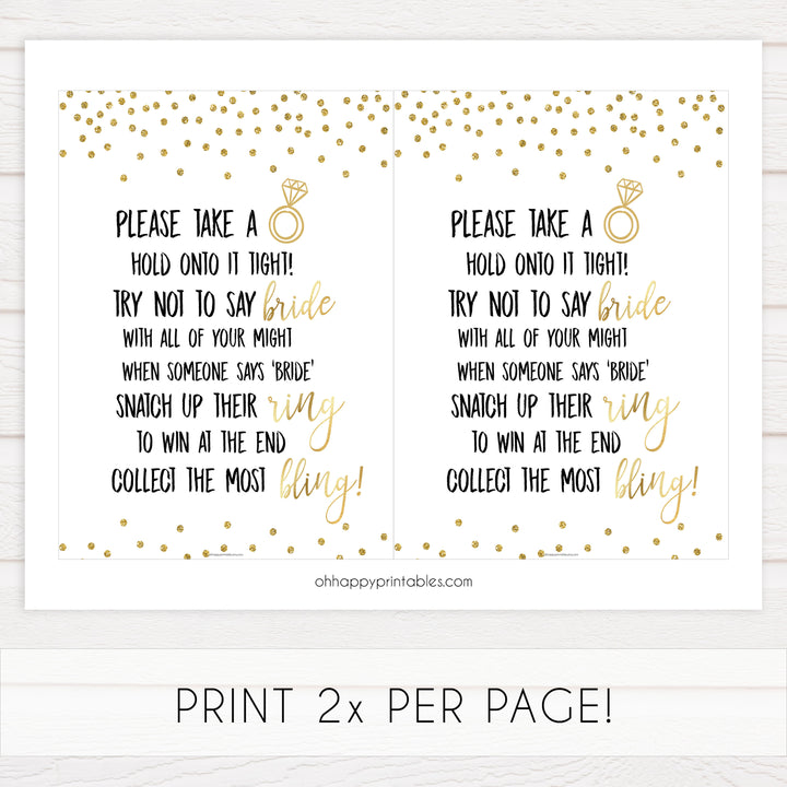 ring hunt game, Printable bridal shower games, gold glitter bridal shower, gold glitter bridal shower games, fun bridal shower games, bridal shower game ideas, gold glitter bridal shower