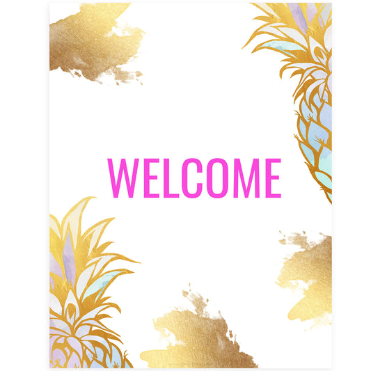 Welcome Table Sign - Gold Pineapple