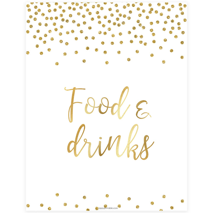 Food & Drinks Table Sign - Gold Foil
