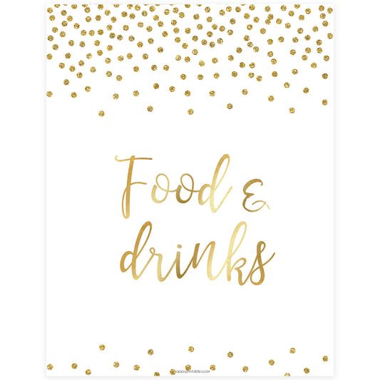 Food & Drinks Table Sign - Gold Foil