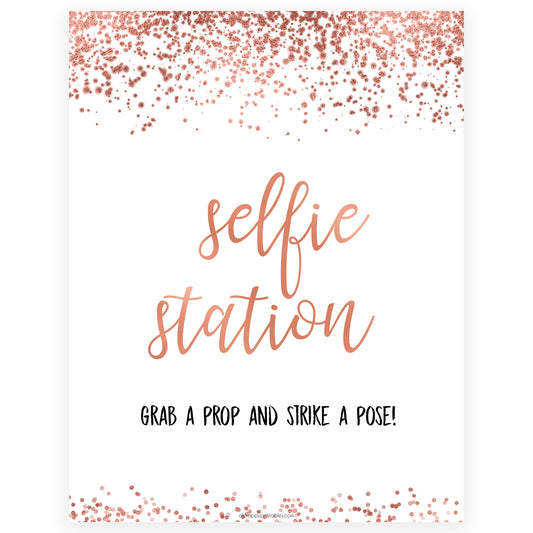 Selfie Station Sign - Rose Gold Foil