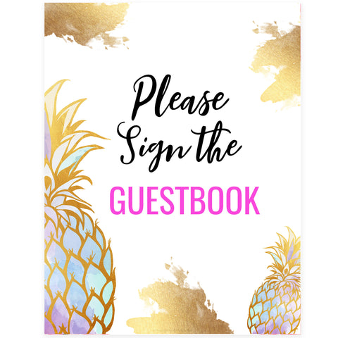 Sign our Guestbook Sign - Gold Pineapple