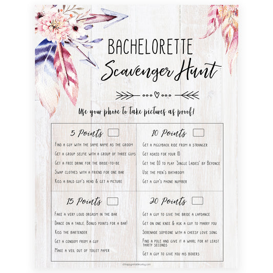 Bachelorette Scavenger Hunt - Boho