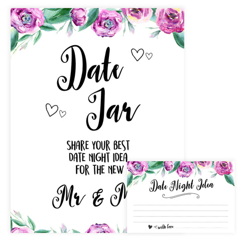 Date Night Jar Bridal Game - Purple Peonies