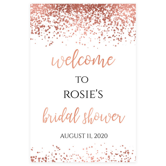 Editable Bridal Shower Welcome Sign - Rose Gold Foil