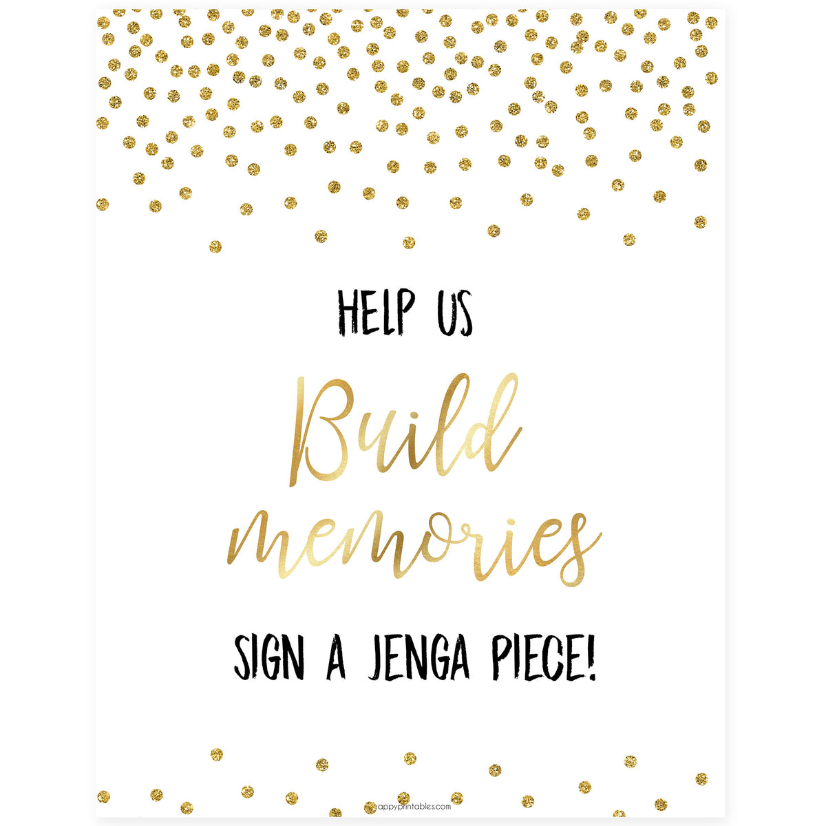 Build Memories Jenga Sign - Gold Foil