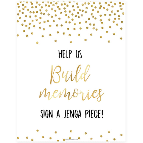 Build Memories Jenga Sign - Gold Foil