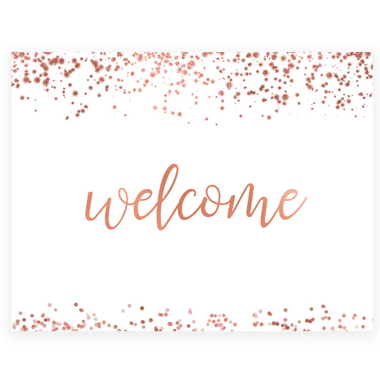 Welcome Table Sign - Rose Gold Foil