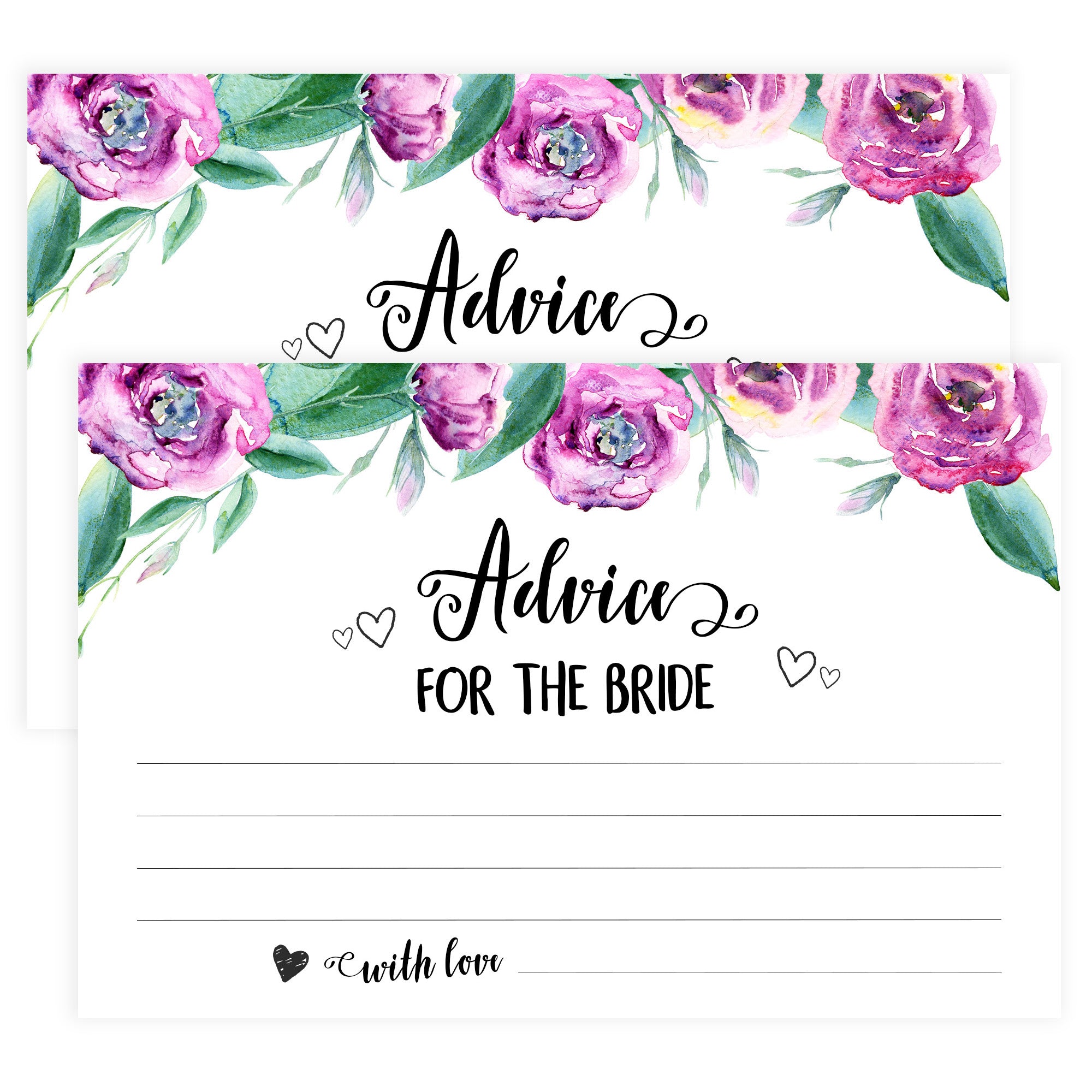 Advice for the Bride Cards - Purple Peonies