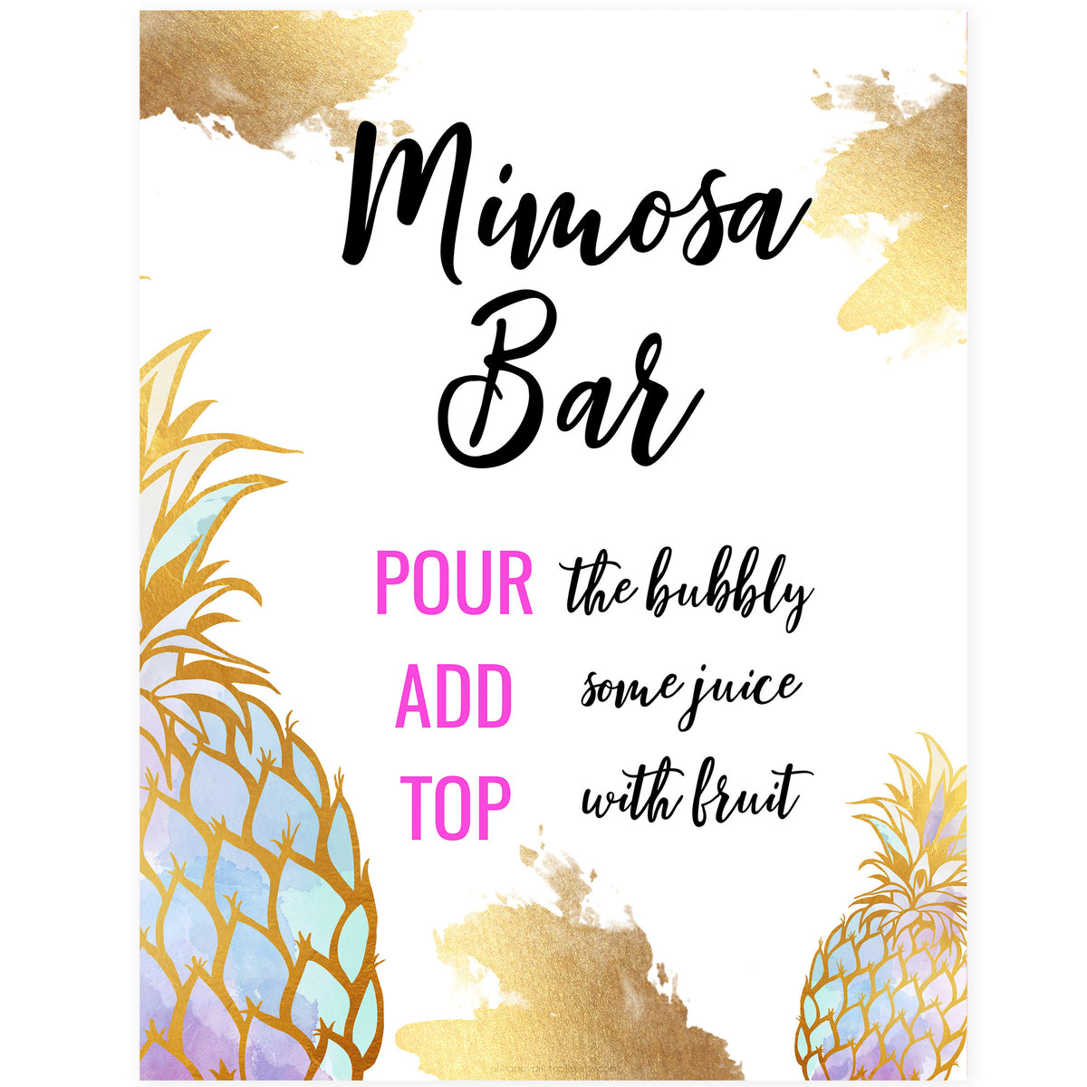 Mimosa Bar Sign - Gold Pineapple