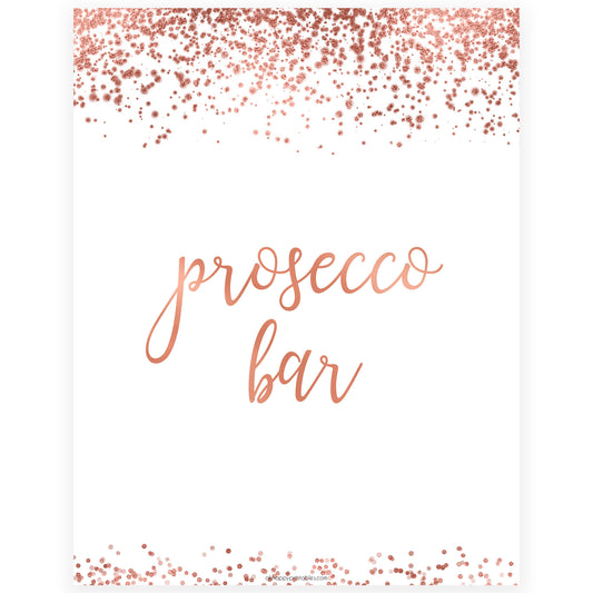 Prosecco Bar Sign - Rose Gold Foil