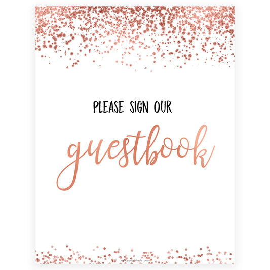 Sign our Guestbook Sign - Rose Gold Foil