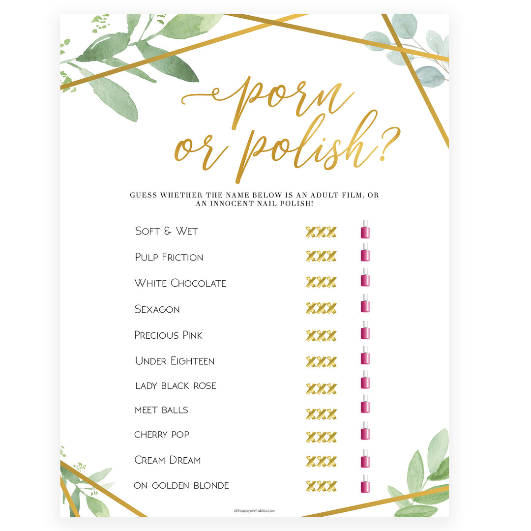 Porn or Polish Game - Gold Greenery