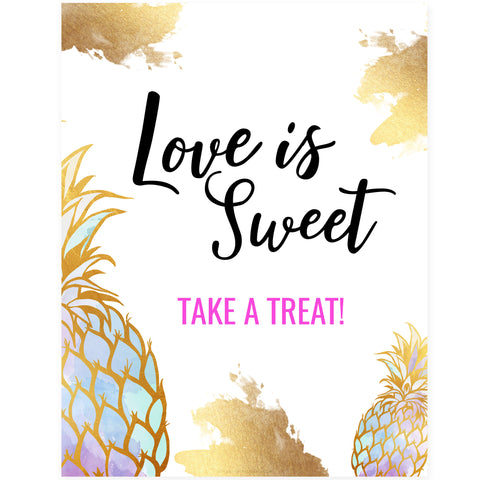 Love is Sweet Sign - Gold Pineapple