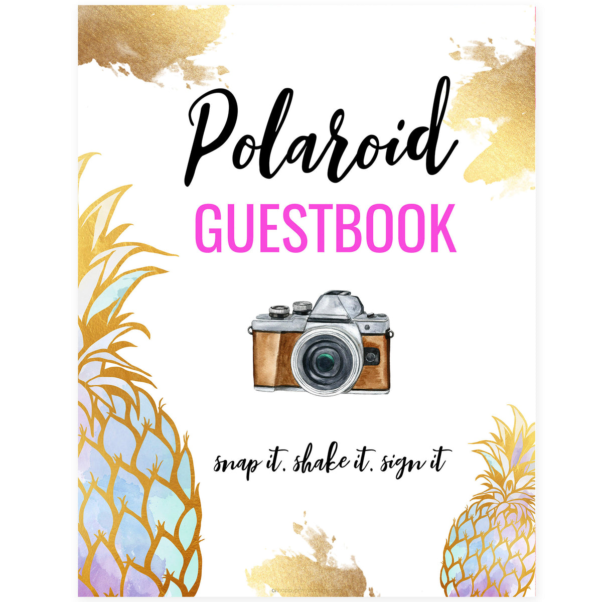Polaroid Guestbook Sign - Gold Pineapple