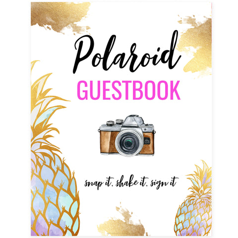 Polaroid Guestbook Sign - Gold Pineapple