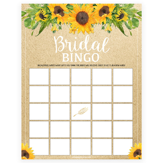 Bridal Bingo Game - Sunflowers