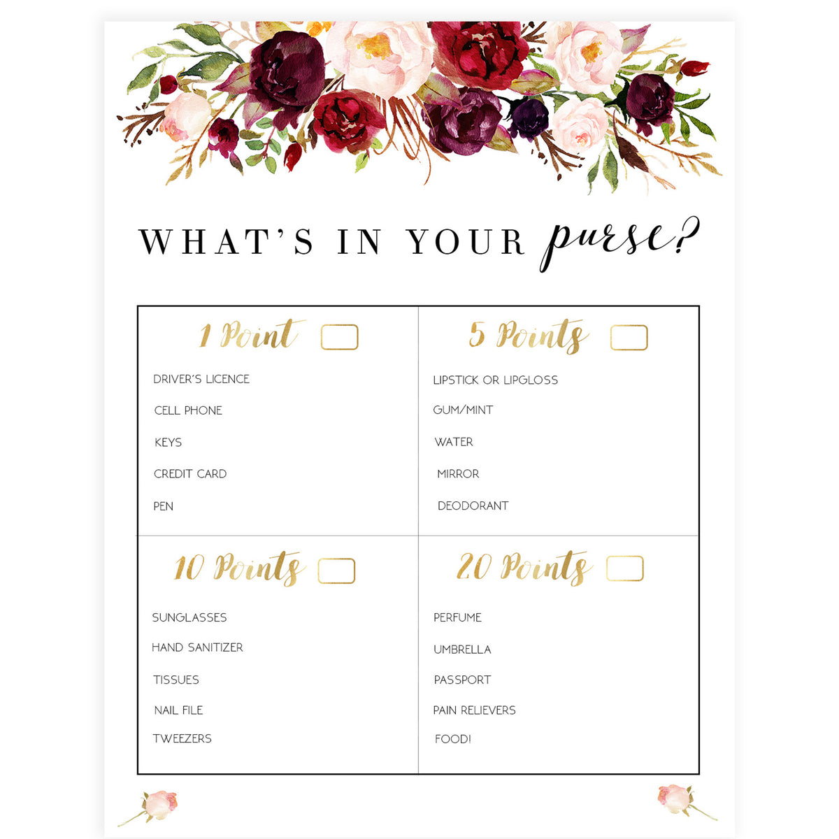 What's In Your Purse - White Marsala