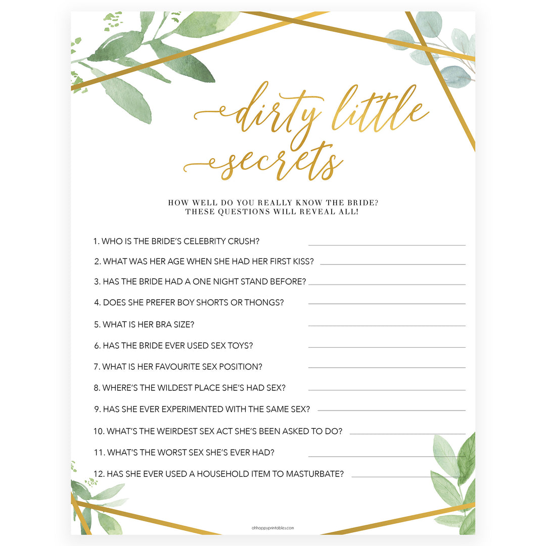 Dirty Little Secrets - Gold Greenery