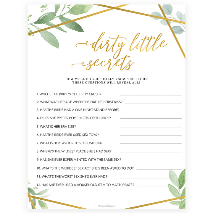 Dirty Little Secrets - Gold Greenery