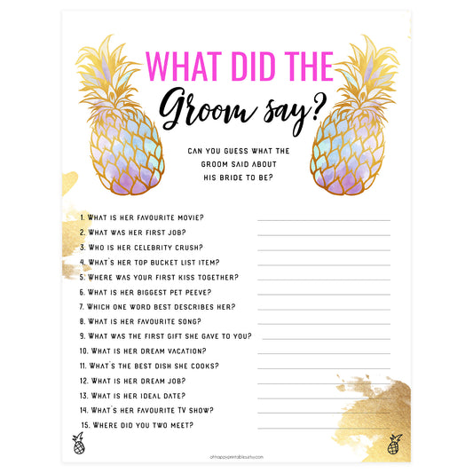 What Did the Groom Say - Gold Pineapple