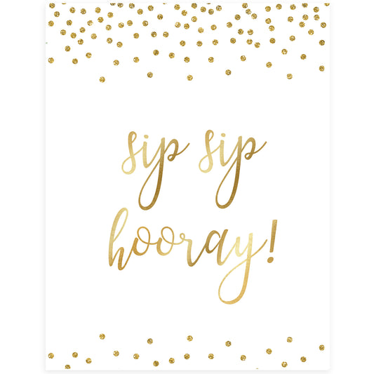 Sip Sip Hooray Sign - Gold Foil