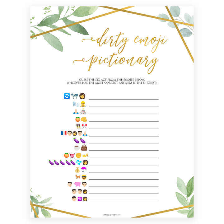 Dirty Emoji Pictionary - Gold Greenery