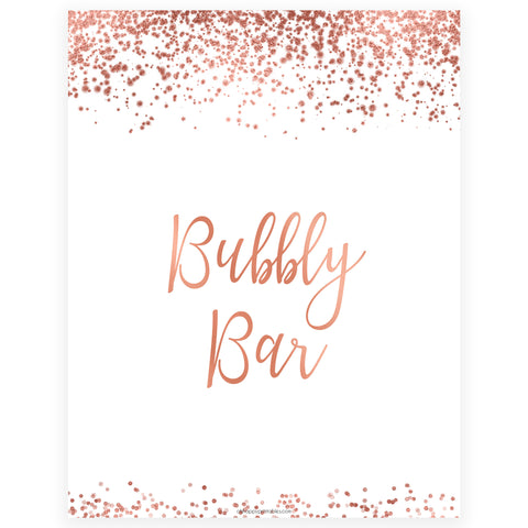 Bubbly Bar Sign - Rose Gold Foil