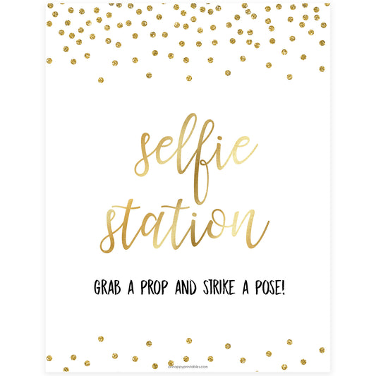 Selfie Station Sign - Gold Foil