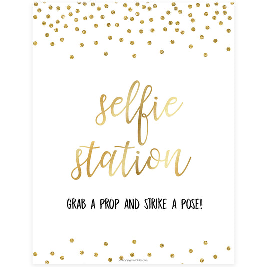 Selfie Station Sign - Gold Foil