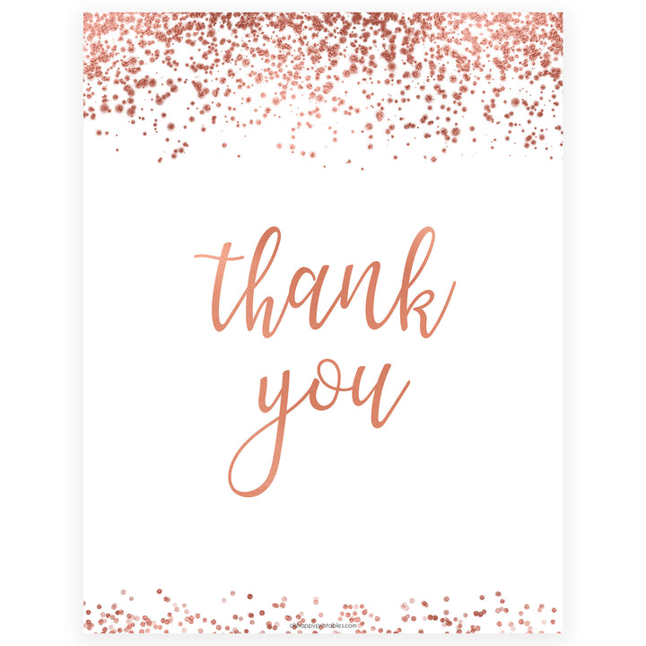 Thank You Table Sign - Rose Gold Foil