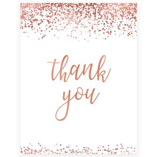Thank You Table Sign - Rose Gold Foil
