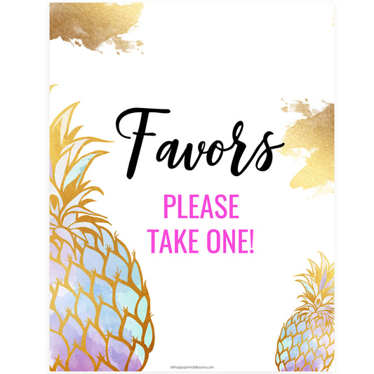 Favors Sign - Gold Pineapple