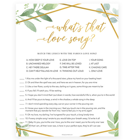 whats that love song game, love song guessing game, Printable bridal shower games, friends bridal shower, friends bridal shower games, fun bridal shower games, bridal shower game ideas, friends bridal shower