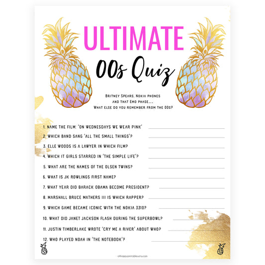 Ultimate 00's Quiz - Gold Pineapple