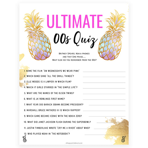 Ultimate 00's Quiz - Gold Pineapple