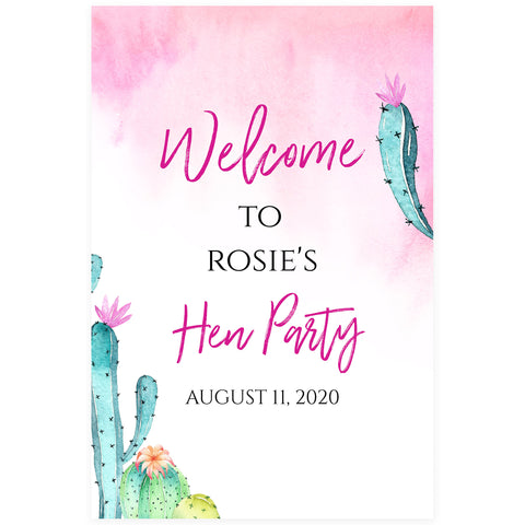 Final Fiesta Hen Party Welcome Sign, Editable PDF Template