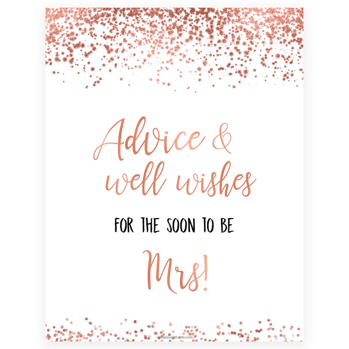 Advice & Well Wishes Sign - Rose Gold Foil
