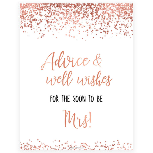 Advice & Well Wishes Sign - Rose Gold Foil